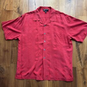 Vintage High Roller Fashions Silk Shirt Poker Theme Embroidery Red Size L